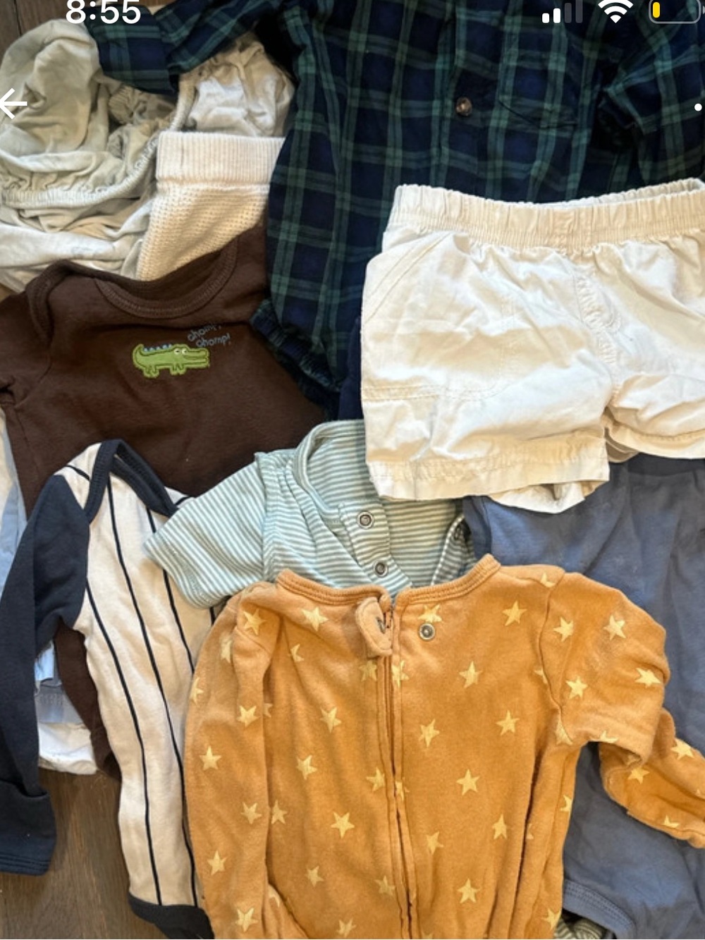 Mixed Baby Clothing Lot - Yellow Star Sleepsuit + Neutral Pieces - 3-9 months